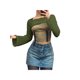 thumbnail image 1 of VISgogo Blusa de manga larga de punto para mujer con color sólido, versión de ombligo Ropa de verano de estilo informal VISgogo moda, 1 of 3