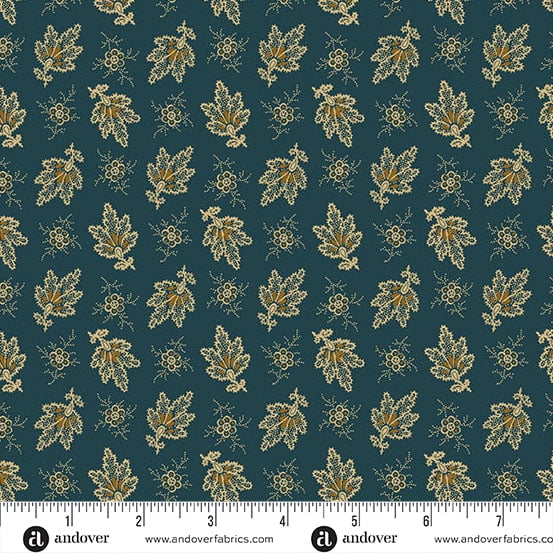 Cotton Carolina by Jo Morton Falling Fleur 19th Century Civil War Reproduction Floral Pattern Andover Fabrics Blue Cotton Fabric Print by the Yard (A-5313-B)