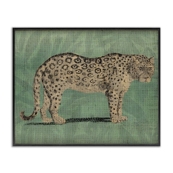 Stupell Industries Rustic Lodge Traditional Cheetah on Green Black Framed Giclee Art, 14 x 11, by June Erica Vess