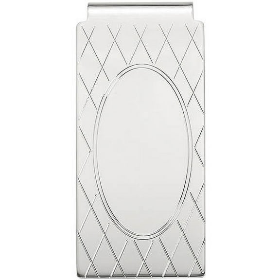 Primal Rhodium-plated Kelly Waters Money Clip with Criss Cross and Oval Center