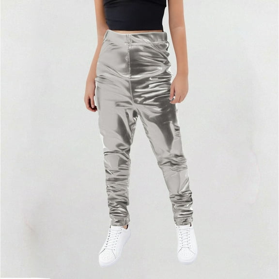 Delliss Girls Metallic Shiny Active Leggings Sparkly Stretch Yoga Pants Running Dance Tights Ankle Length for Kids Youth Teen