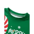 thumbnail image 4 of Christmas Family Pajamas Matching Set Santa Claus Letter Print Long Sleeve Tops and Striped Pants Sleepwear, 4 of 9
