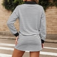 thumbnail image 4 of DHFJKG Striped 2 Piece Outfits For Women Casual Jogger Skirt Sets Turndown Collar Long Sleeve Top Drawstring Mini Skirts Loungewear Matching Set Holiday Outfit, 4 of 6