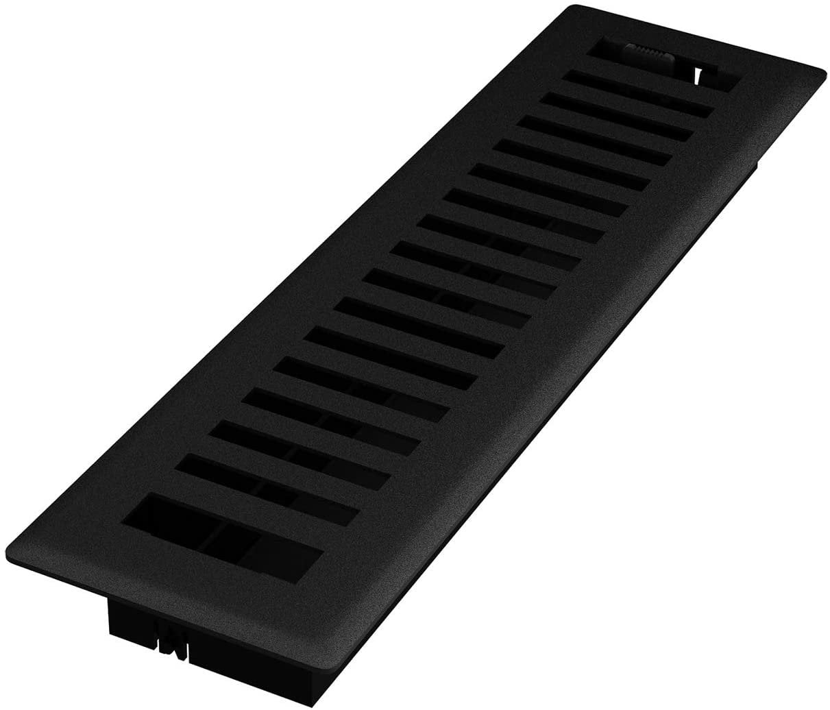 5-pack Imperial Montezuma Floor Register Classic Style - Adjustable Steel - 5 Pack, 2.25 x 12 In, Black — Residential Use, Standard Application