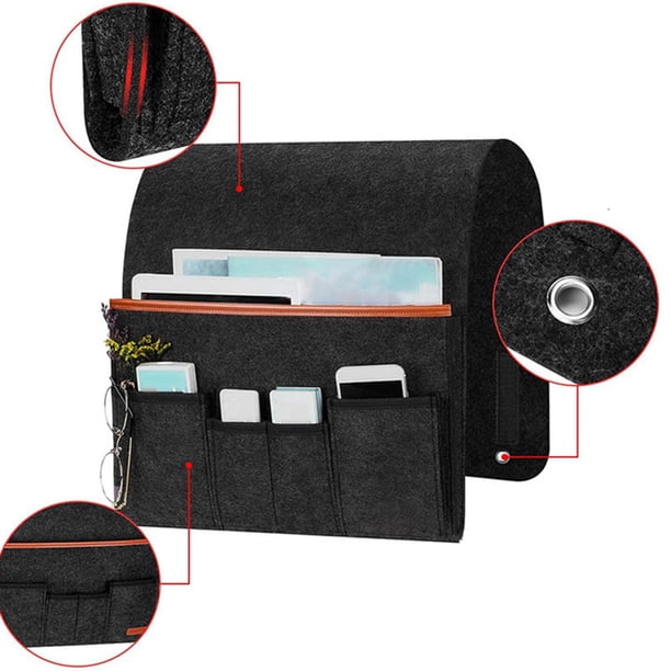 Organizador de fieltro para mesita de noche, fácil de instalar, portátil y duradero, con 5 bolsillos. Bolsa de almacenamiento colgante para mesita de