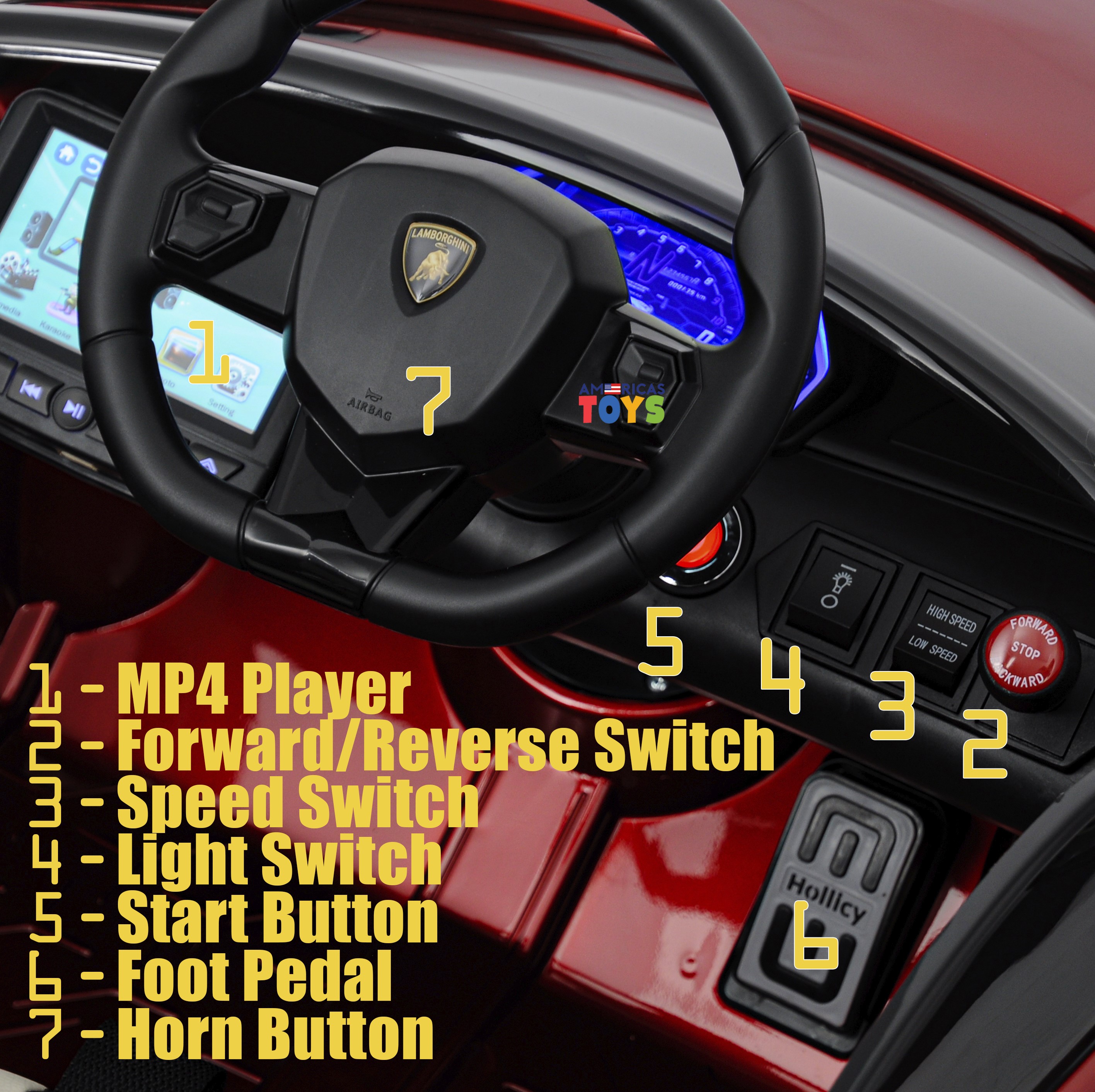 Lamborghini 12V Electric Powered Ride on Car for Kids with Remote Control