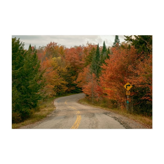 Autumn Road, Horseshoe Lake - Tupper Lake New York Photography Autumn Scenic Nature Landscape Forest Rural Woodland Unframed Wall Art Print 4 x 6 inches