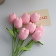 thumbnail image 2 of HUONA 8Pcs Handcrafted Crochet Tulip Bouquet Plump Tulips Artificial Knitted Flowers Perfect Home Decoration Gift Peach, 2 of 5