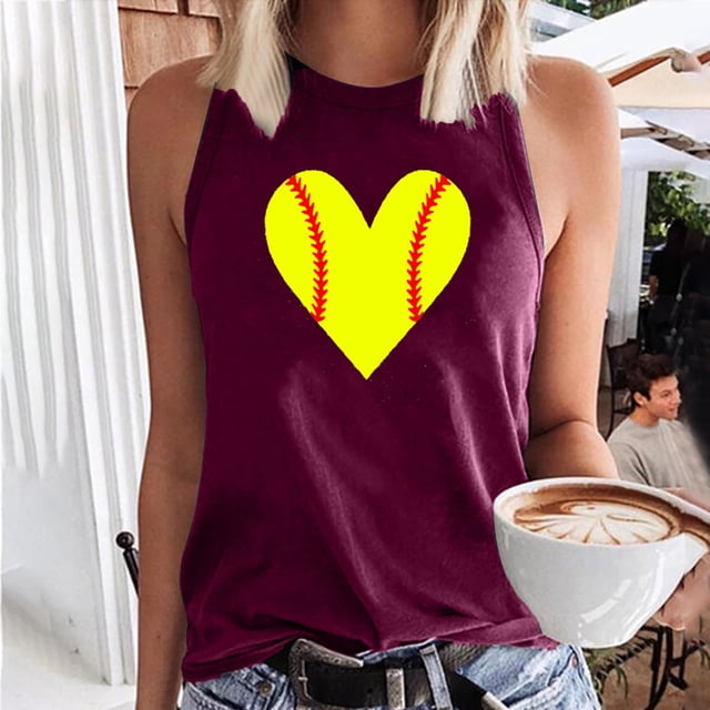CEHVOM Mode Décontractée Femmes Sans Manches Imprimé Dames Col Rond Hauts Gilet T-Shirt