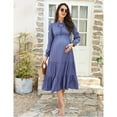 thumbnail image 2 of Maternity Dress Womens Fall Long Sleeve Tie Crew Neck Maxi Dress Tiered Ruffle Flowy Long Dresses, 2 of 5