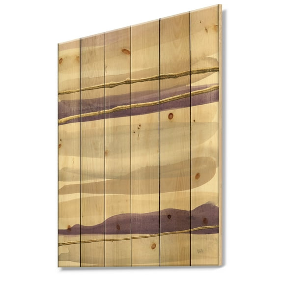 Designart 'Shape of Glam Purple III' Shabby Chic Print on Natural Pine Wood