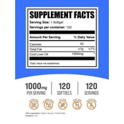BulkSupplements Cod Liver Oil Softgels - Dietary Supplement, 1 Softgel per Serving (1000mg), 120 Count