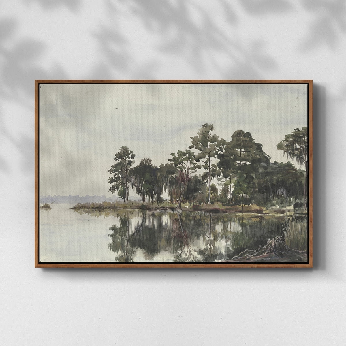 Vintage Landscape-XL By Wexford Home Framed in Walnut Wood Gallery Wrapped Canvas 17 in. x 25 in.