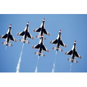 an Underside View of six F-16 Fighting Falcon Aircraft of The USAF Thunderbirds Aerial Demonstration Vivid Imagery
