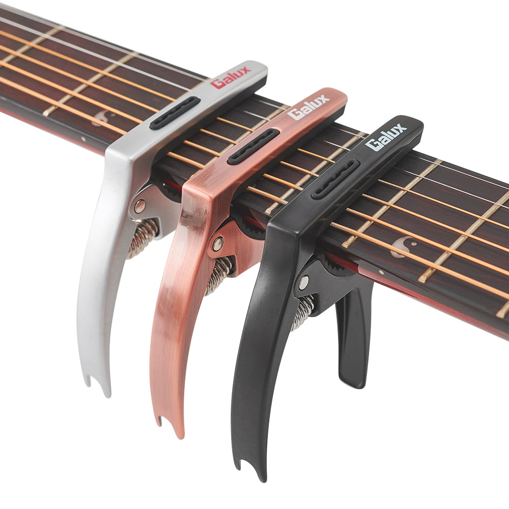 2 Pieces Guitar Capo Zinc Metal Capo Guitar Clamp for Classical Guitar Ukulele Banjo Supplies with 12 Pieces 3 Sizes Guitar Picks Sampler for Acoustic and Electric Guitar Bass