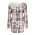 thumbnail image 5 of Womens Long Sleeve Button up Plush Onesies Pajamas Short Jumpsuits Tie Waist Winter Comfy Soft Rompers Sleepwear, 5 of 7