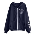 thumbnail image 3 of AKOEE Women's Oversized Zip Up Hoodie Jackets with Pockets Long Sleeve Cat Printed Baggy Y2k Sweatshirt Coat (S, Navy), 3 of 7