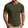 thumbnail image 5 of Mens Shirts Crewneck Short Sleeve Slim Fit T Shirts For Men Stretch Breathable Top Cozy Fitness Clothing Green L, 5 of 7