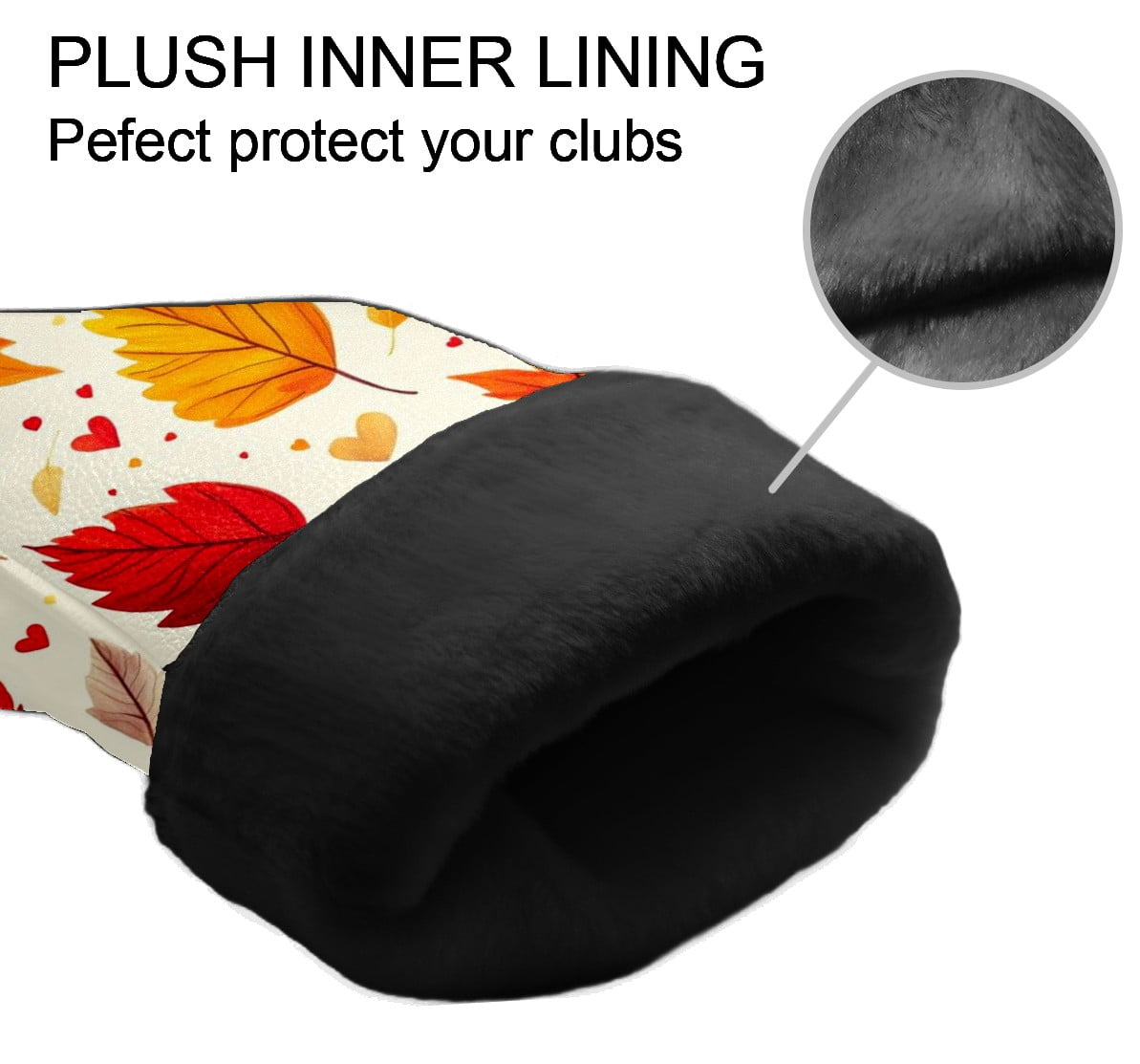 Golf Head Covers Maple Leaf Pattern for Driver, Wood & Hybrid, Premium Waterproof PU Leather with Plush Lining, Autumn Themed Golf Gifts