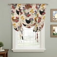 thumbnail image 2 of Farmhouse Rooster Tie Up Curtains 45 Inches Long, Kitchen Window Curtains Over Sink, Vintage Watercolor Flowers Wood Grain Small Window Curtains Shade Balloon Curtains Valances for Bedroom 34"x45", 2 of 8