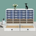 thumbnail image 6 of Adjustable Literature Organizer, 32 Compartments Desktop File Sorter Mail Center Paper Storage Cabinet Home Office Mailbox School Classroom Keepers (32 Slots White), 6 of 17