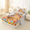 thumbnail image 2 of Manfei Cartoon Capybara Twin Sheets,Cute Wildflowers Pattern Bedding,Multicolor,3pcs,1 Fitted Sheet and 1 Pillowcase, 2 of 6