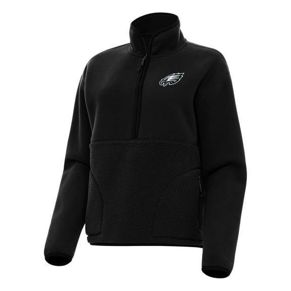 Women's Antigua Black Philadelphia Eagles Figure Half-Zip Sweatshirt