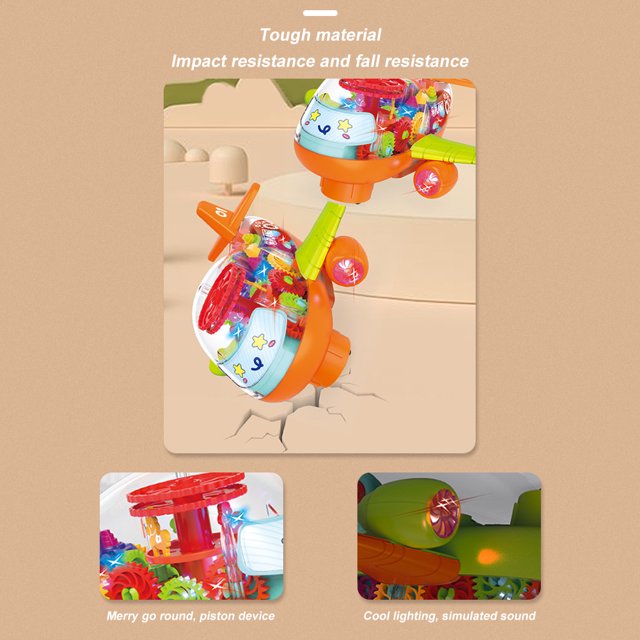 Plano de engranaje mecánico giratorio transparente Universal eléctrico con luz de Ehuebsd sonido para niños regalo de cumpleaños de Navidad