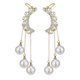 thumbnail image 1 of 1 par de pendientes con borlas de perlas y clip para los oídos, elegantes joyas para las orejas., 1 of 5