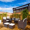thumbnail image 2 of 9pcs Outdoor Patio Dining Set Rattan Wicker Furniture Garden Cushioned Cover, 2 of 10