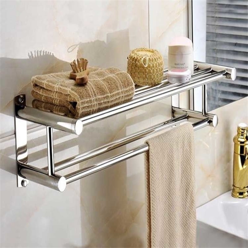 Towel Holder Bar Stainless Steel Bath Rack Rail Hanger Bathroom Shelf 