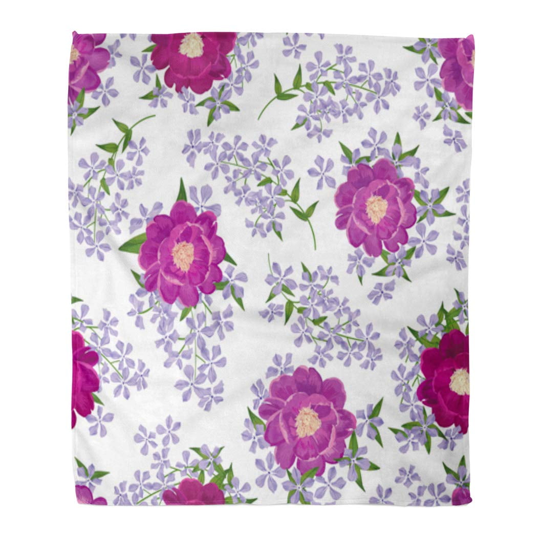 HATIART Flannel Throw Blanket Watercolor Pattern Floral Flower