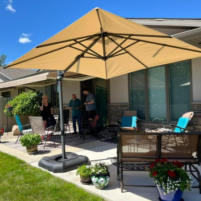 8x8 square patio umbrella Purple Leaf 8x8 ft Cantilever Umbrella Square Outdoor Patio Umbrella Large Offset Hanging Umbrella Aluminum Umbrella with 360Rotation Adjustable