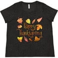 thumbnail image 3 of Inktastic Happy Thanksgiving Fall Leaves in Autumn Colors Women's Plus Size T-Shirt, 3 of 5