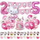 thumbnail image 2 of Globos de cumpleaños de Hello Kitty para niña, decoración de látex rosa, adornos para cupcakes, guirnalda, Pancarta, suministros de fiesta para niños, 2 of 4