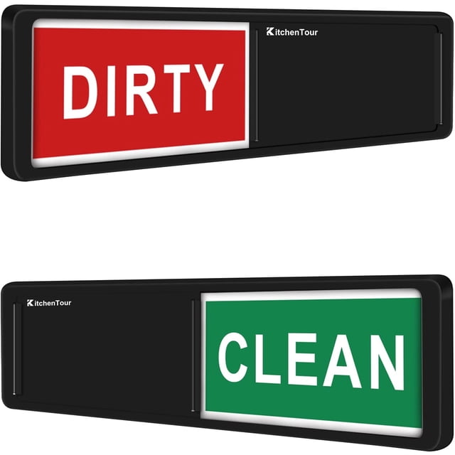 KitchenTour Clean Dirty Magnet for Dishwasher Upgrade Super Strong Magnet - Easy to Read Non-Scratch Magnetic Silver Indicator Sign with Clear, Bold & Colored Text