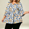 thumbnail image 5 of yoeyez Women's Floral Print 3/4 Sleeve V Neck Tops Blouses Casual Fashion Wear for Fall Weekend Outfits Navy XXXXL, 5 of 8