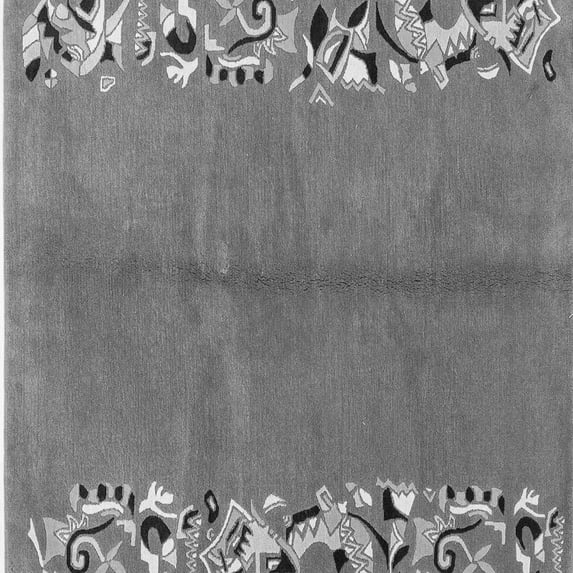 Ahgly Company Indoor Square Abstract Gray Modern Area Rugs, 7' Square