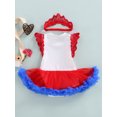 thumbnail image 4 of Arvbitana 0-24 Months 2Pcs Infant Baby Girls Romper Dress 4th of July Outfit Star/Bowknot Print Sleeveless Tulle Dress with Headband Independence Day Set, 4 of 9