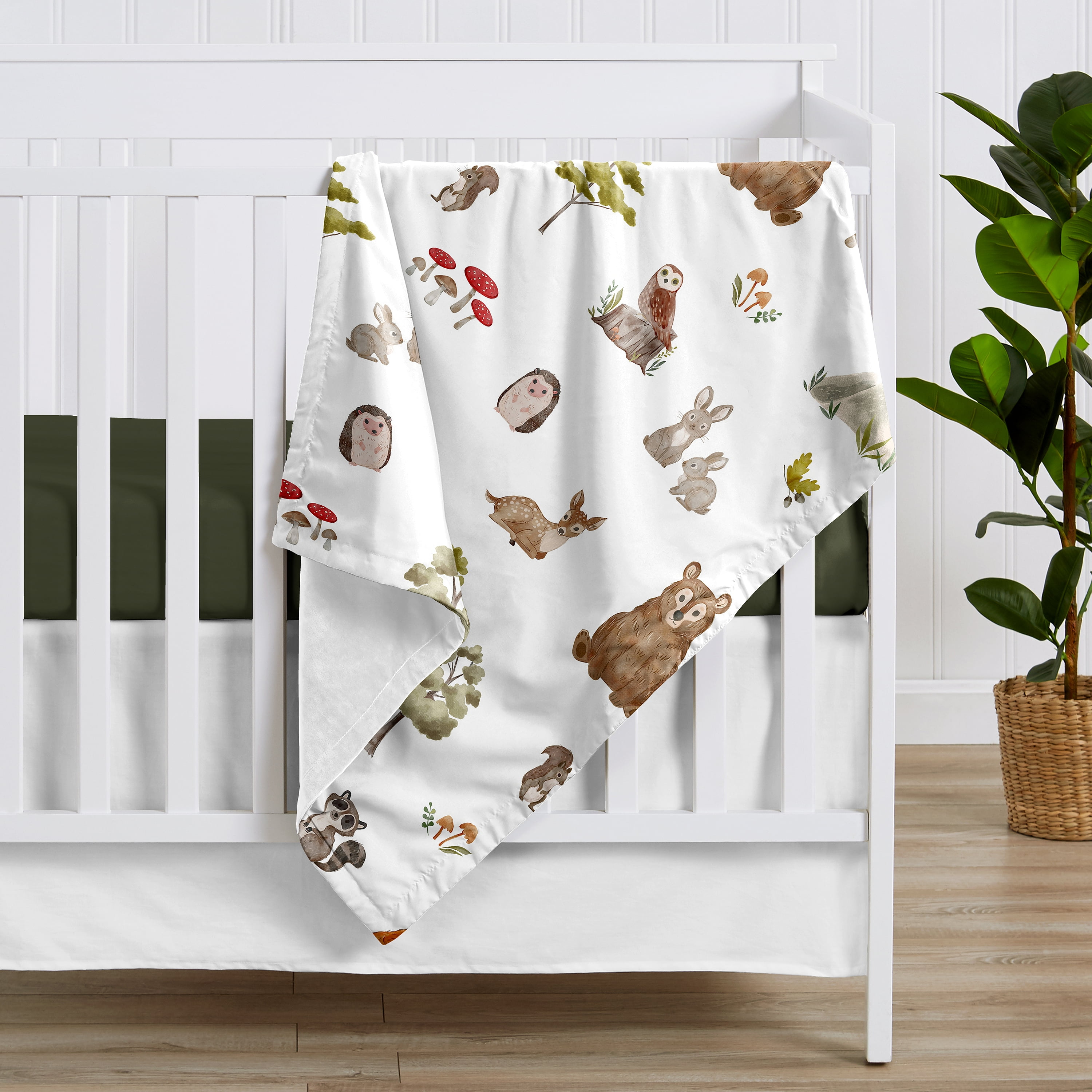 Sweet Jojo Designs Watercolor Woodland Forest Animals Boy Girl Gender Neutral Unisex Baby Receiving Security Blanket