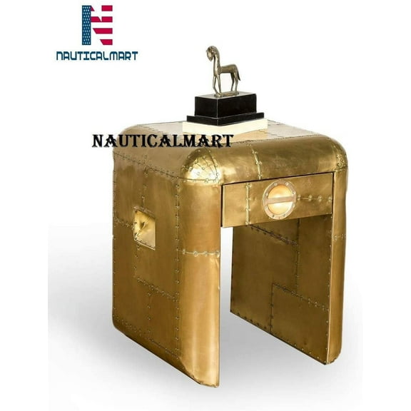Aviator | Industrial Side Table END Table Aluminium Furniture (Brass)