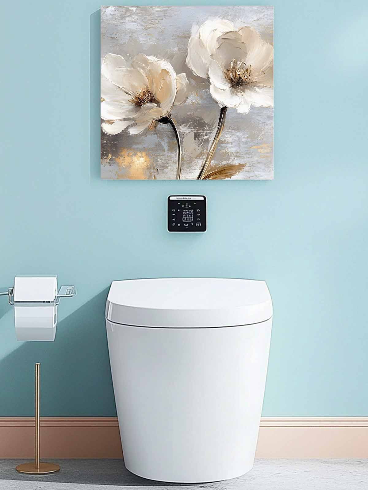 Magnolia Flower Canvas Wall Art, Flowers Oil Painting Abstract Retro Framed Wall Decor Modern Artwork Prints Painting for Living Room, Bedroom, Kitchen & Cafe Decor 20x20 Inch
