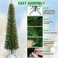 thumbnail image 6 of Fehomix 6FT Pre-Lit Pencil Christmas Tree with 150 Warm White LED Lights, 358 PVC Tips, Slim Artificial Christmas Tree with Metal Stand for Apartments, Corners, Small Spaces & Offices, 6 of 10