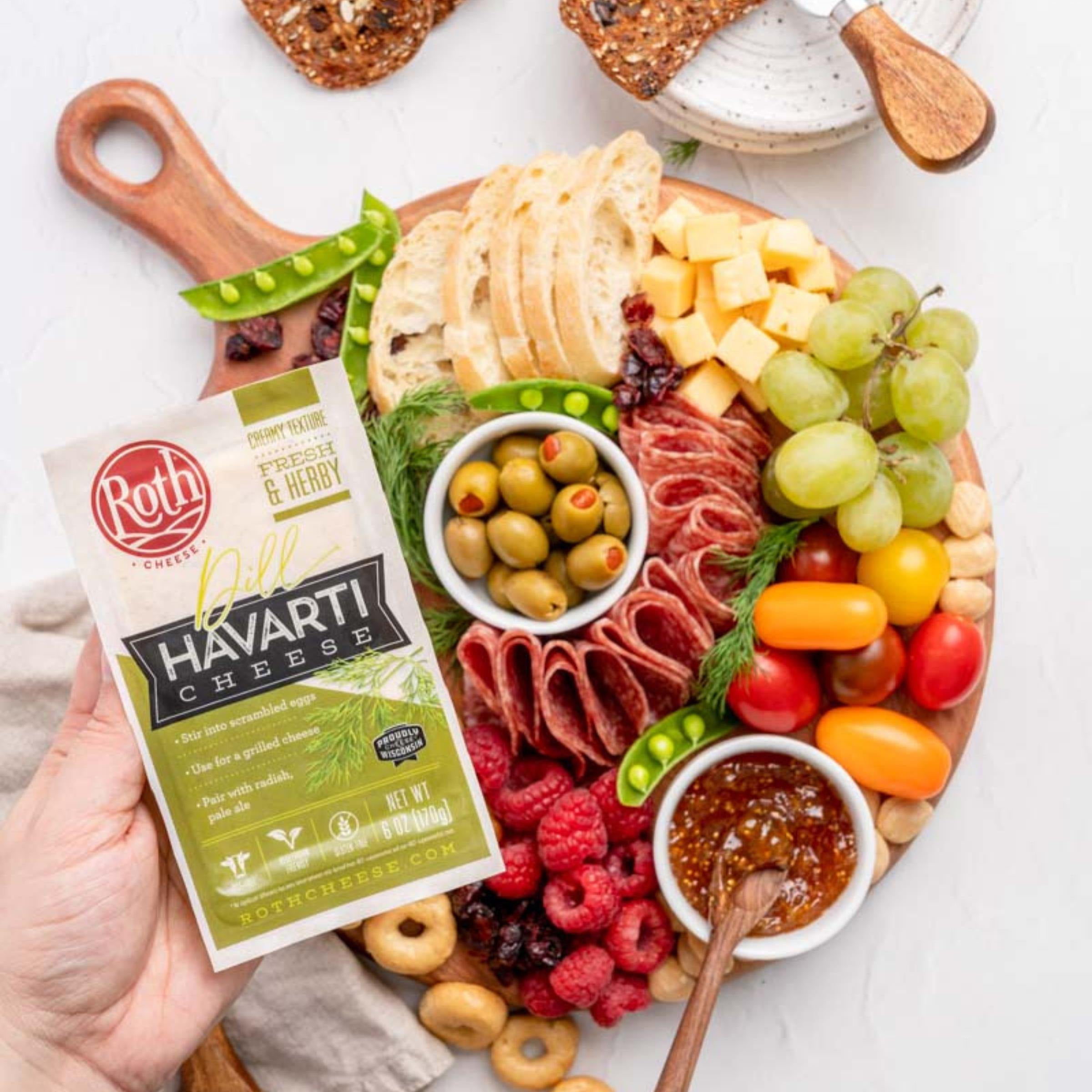 Roth Gluten Free Block Dill Havarti Cheese, 6 oz Fresh Plastic Wrapped