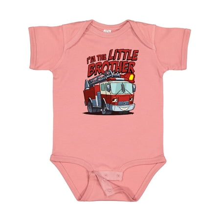 

Inktastic Little Brother Fire Truck Gift Baby Boy Bodysuit