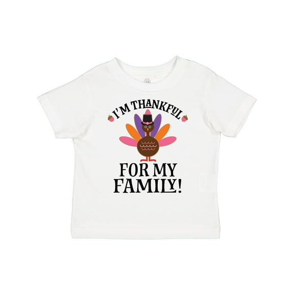 Inktastic Thanksgiving Girl Turkey Thankful for Family Girls Toddler T-Shirt
