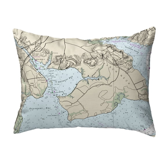 Betsy Drake Interiors Occoquan, VA Nautical Map Noncorded Indoor/Outdoor Pillow 16x20