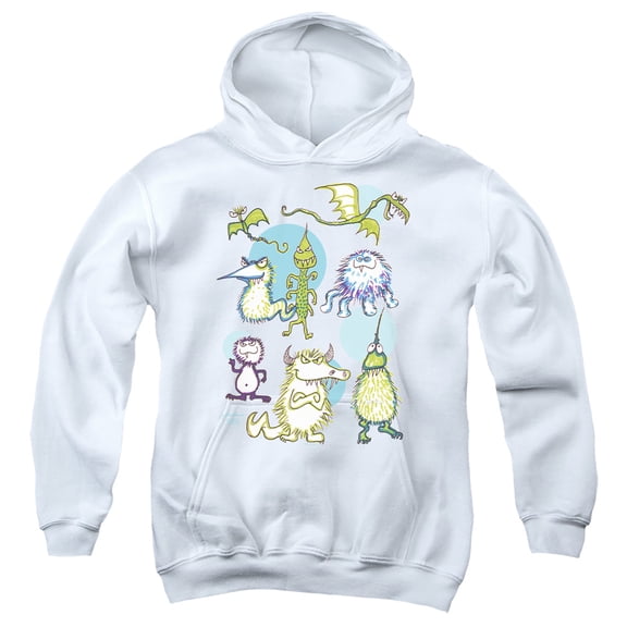 Jim Henson Monster Doodles Youth Kids Boy/Girls Pull-Over Hoodie, White, X-Large