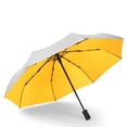 thumbnail image 4 of Sombrillas automáticas portátiles plegables de 3 capas, anti-UV, para el sol y la lluvia, color amarillo, para viajes al aire libre, 4 of 10