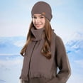 thumbnail image 4 of OWUUcdse Women's Hat & Scarf Sets, Soft Two Pieces Thermal Knitted Winter Beanie and Scarf Coffee Size One Size, 4 of 6